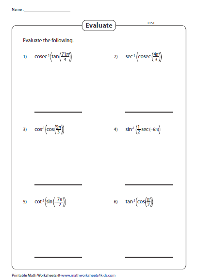 Evaluate Composition Of Inverse Trigonometric Functions Trigonometric 