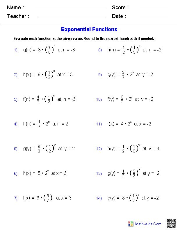 Evaluating Functions Worksheet Financial Report