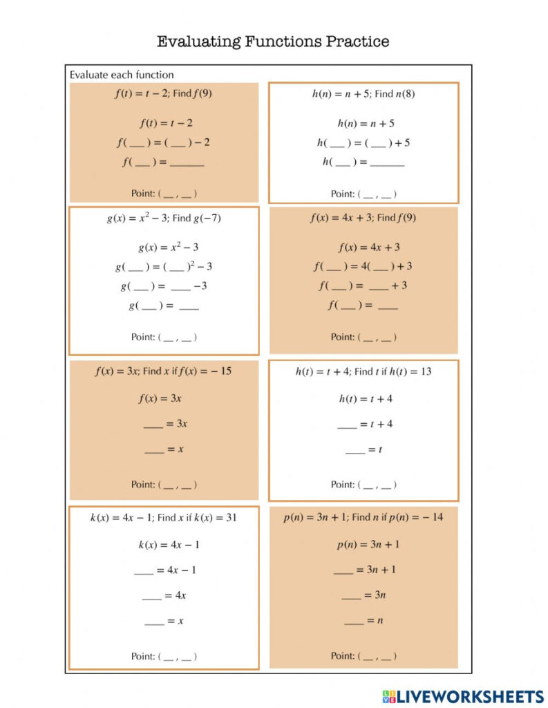 Evaluating Functions Worksheet Pdf