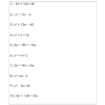 Expansion And Factorisation Of Quadratic Equations