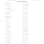 Factoring Quadratic Expressions With Positive a Coefficients Of 1 J