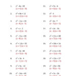 Factoring Trinomials A 1 Worksheet