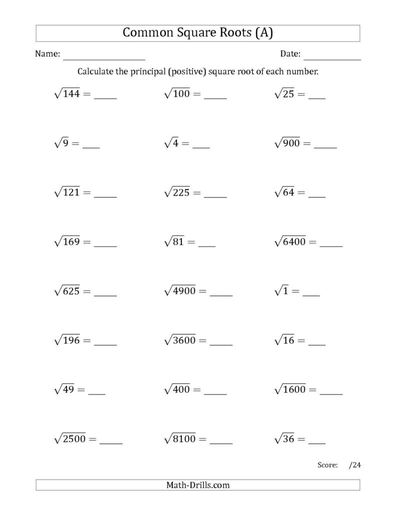 Free Printable Nth Roots And Operations Worksheets Learning How To Read