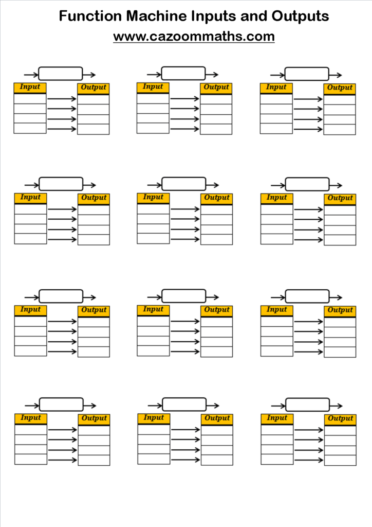 Function Machines Cazoom Maths Worksheets