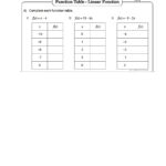Function Table Linear Function Worksheet
