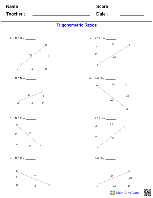 Geometry Worksheets Trigonometry Worksheets Geometry Worksheets 