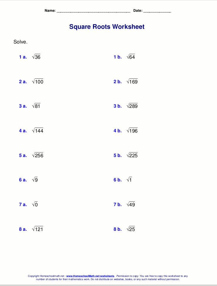 Get Simply Square Root Method Worksheet Adding Subtracting Square 