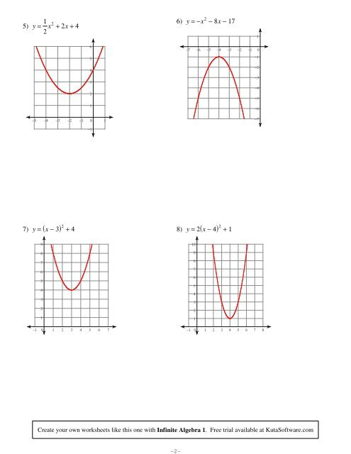 Graphing Quadratic Functions Worksheet Kuta Software Function Worksheets