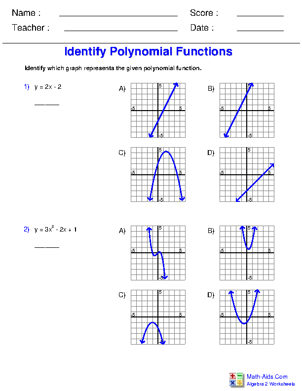 Graphs Of Polynomial Functions Worksheet Worksheet