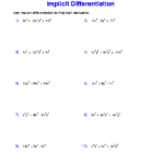 Implicit Differentiation Worksheet Derivatives Up To Product Quotient