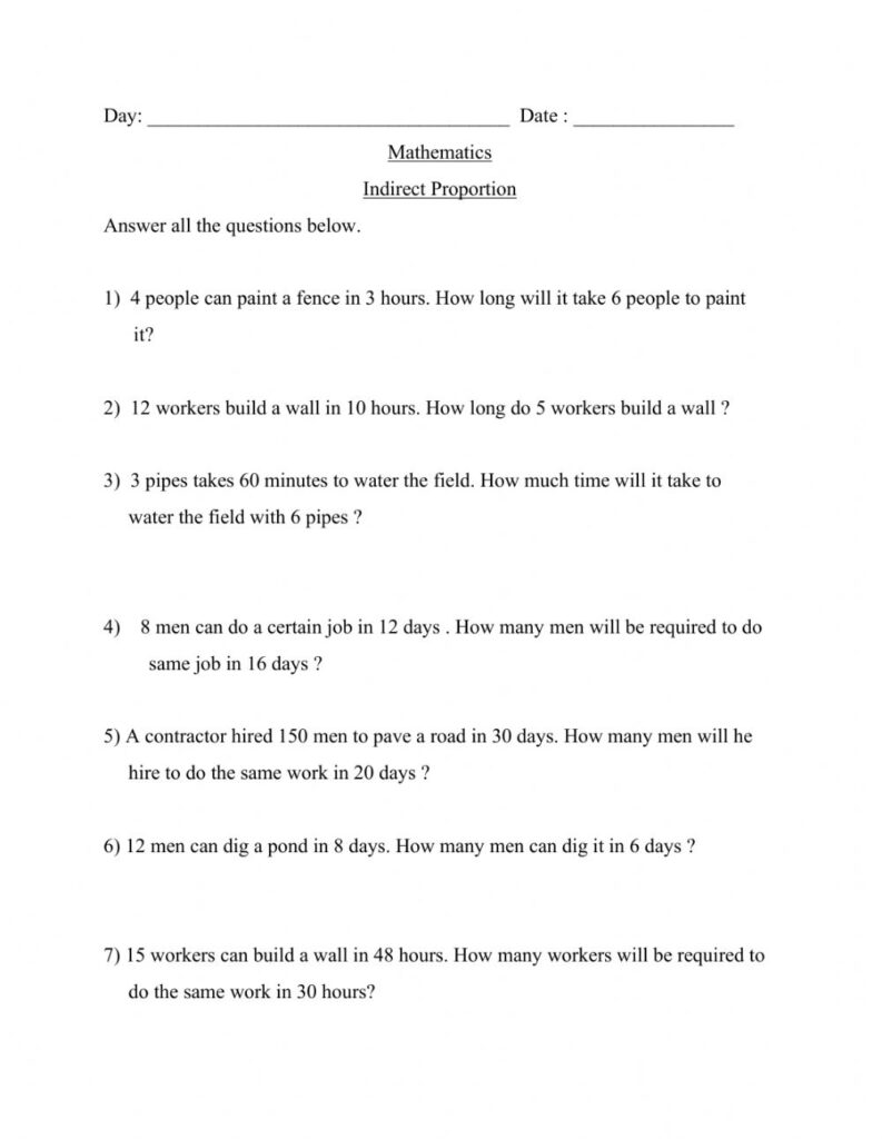  Inverse Proportion Problems Worksheets Free Download Goodimg co