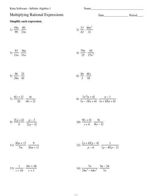 Kuta Software Infinite Algebra 2 Rationalizing Imaginary Denominators 