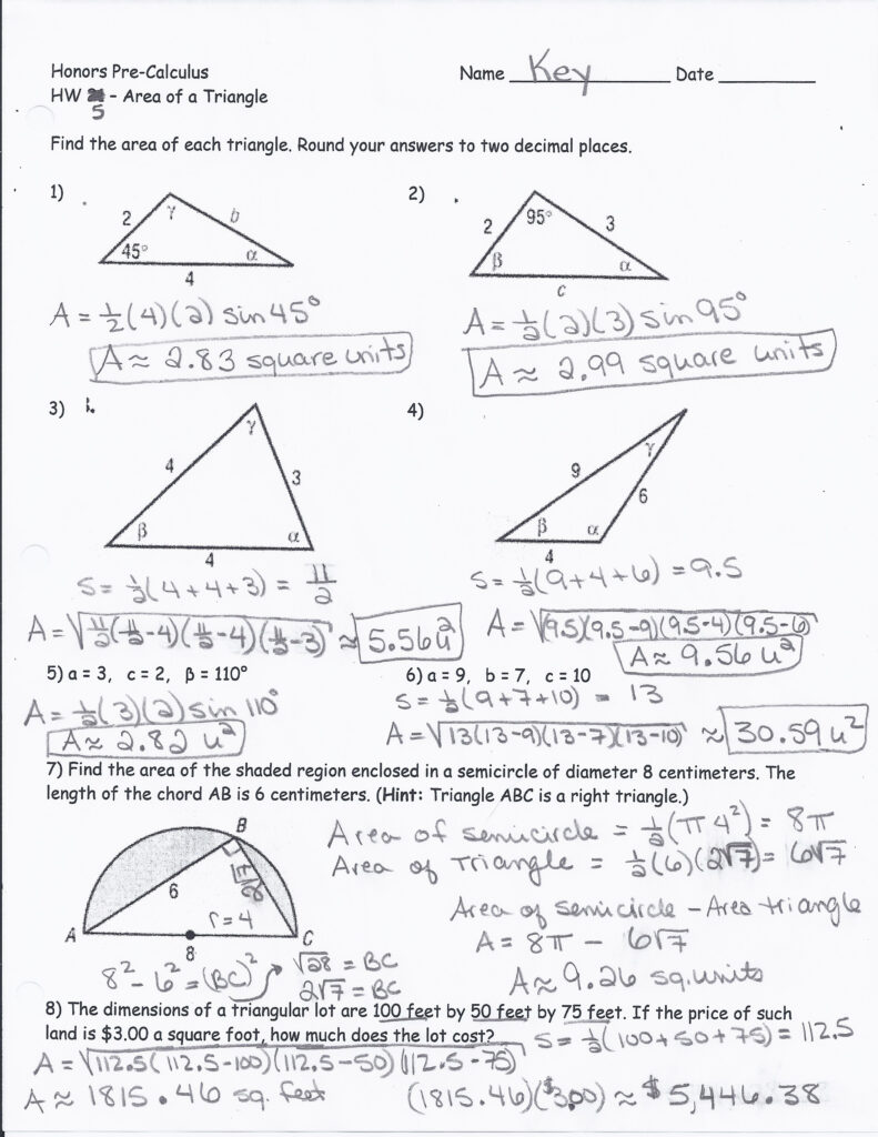 Kuta Software Law Of Sines And Cosines Worksheet Answers Kidsworksheetfun