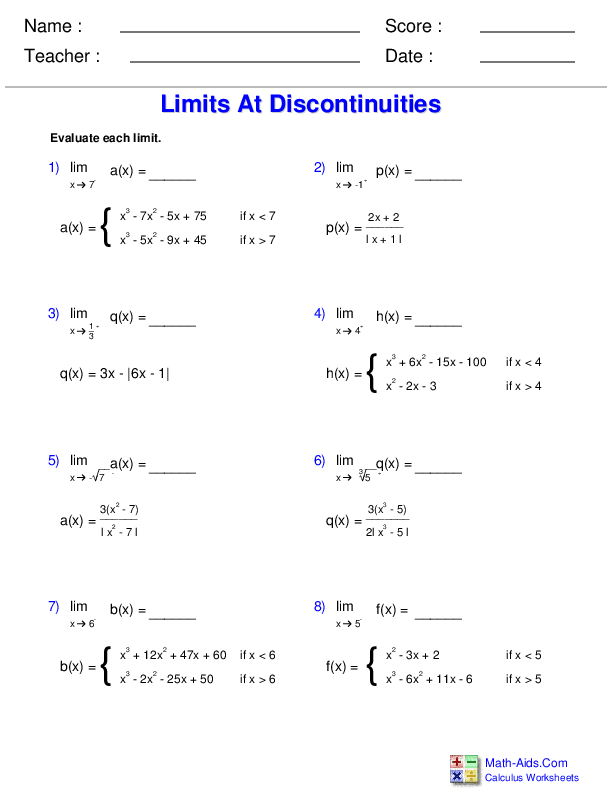 Limits Of Trigonometric Functions Worksheet With Answers Pdf Function 