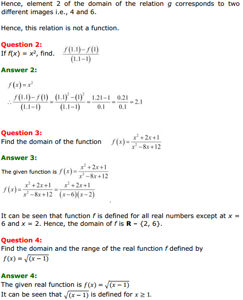 NCERT Solutions For Class 11 Maths Chapter 2 Relations And Functions