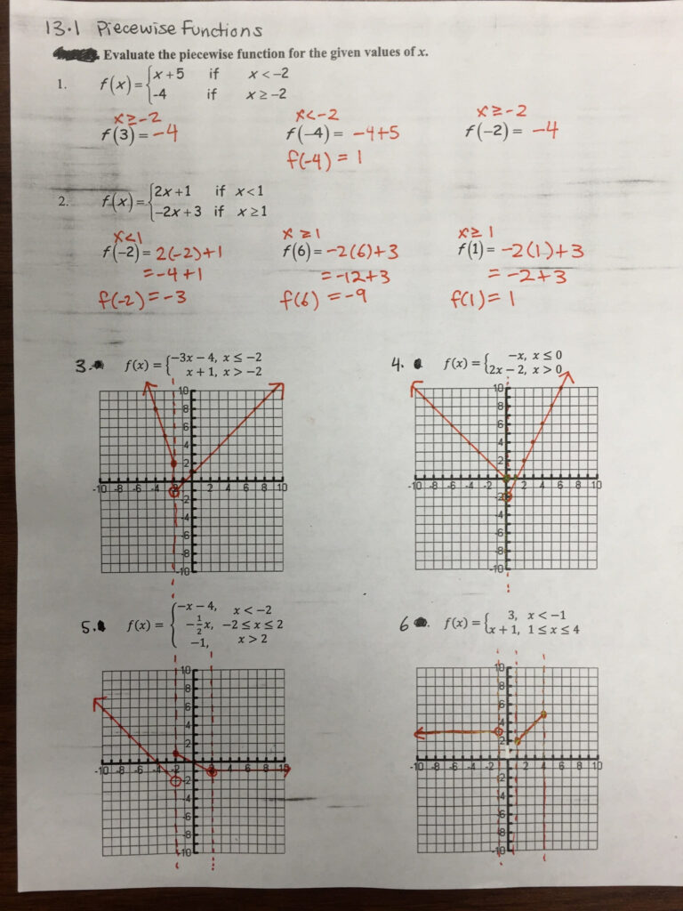 Piecewise Functions Worksheet With Answers Function Worksheets