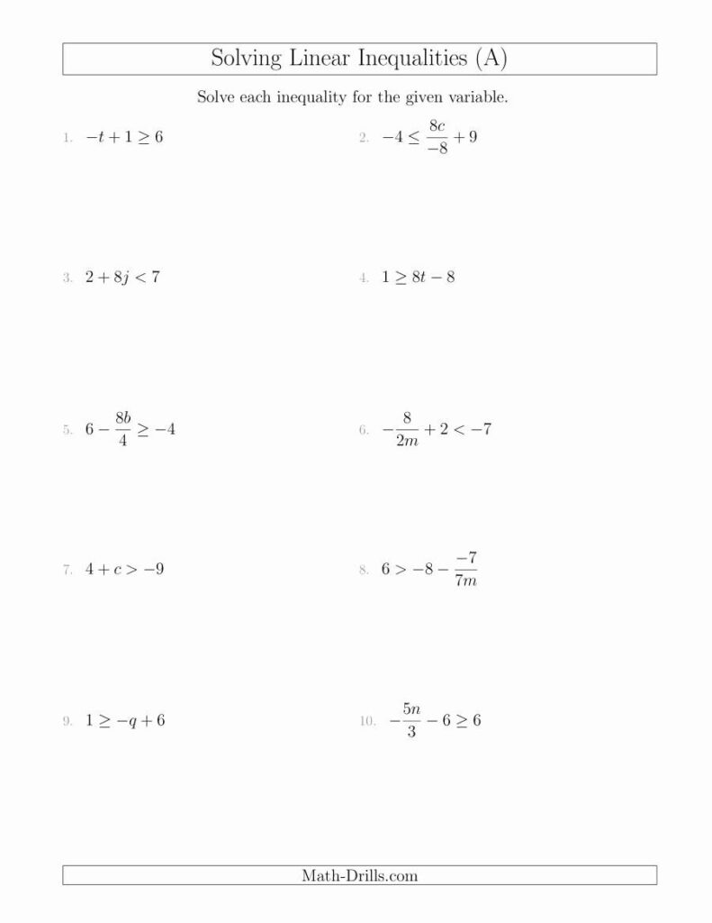 Polynomial Inequalities Worksheet Worksheet