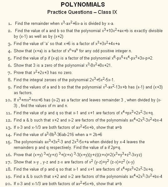 Polynomials Class 9 Worksheet Pdf Thekidsworksheet