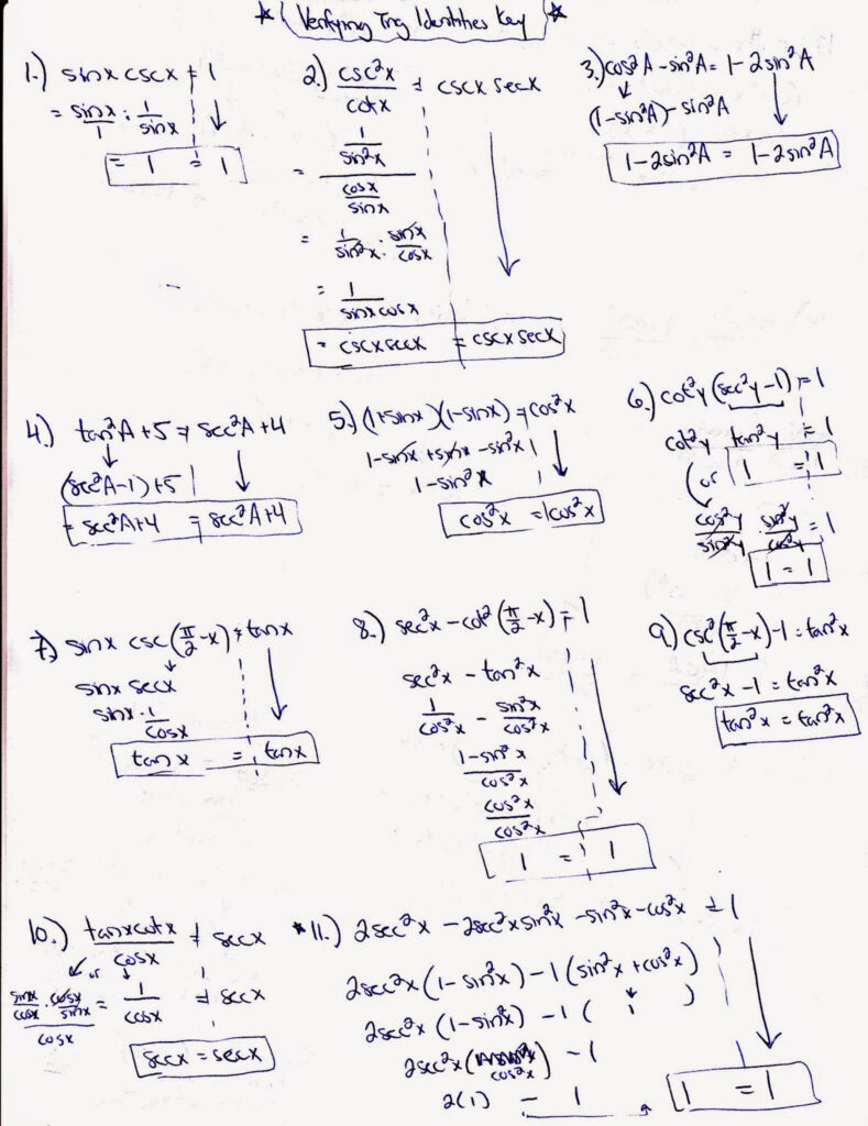 Proving Trigonometric Identities Worksheet With Answers Pdf