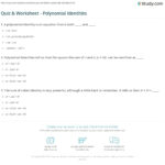 Quiz Worksheet Polynomial Identities Study