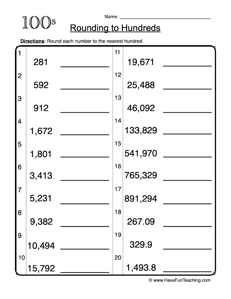 Rounding Whole Numbers Grade 5 Worksheet 25 Rounding Decimals