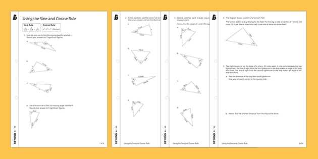  Sine And Cosine Rule Worksheet GCSE Maths Beyond