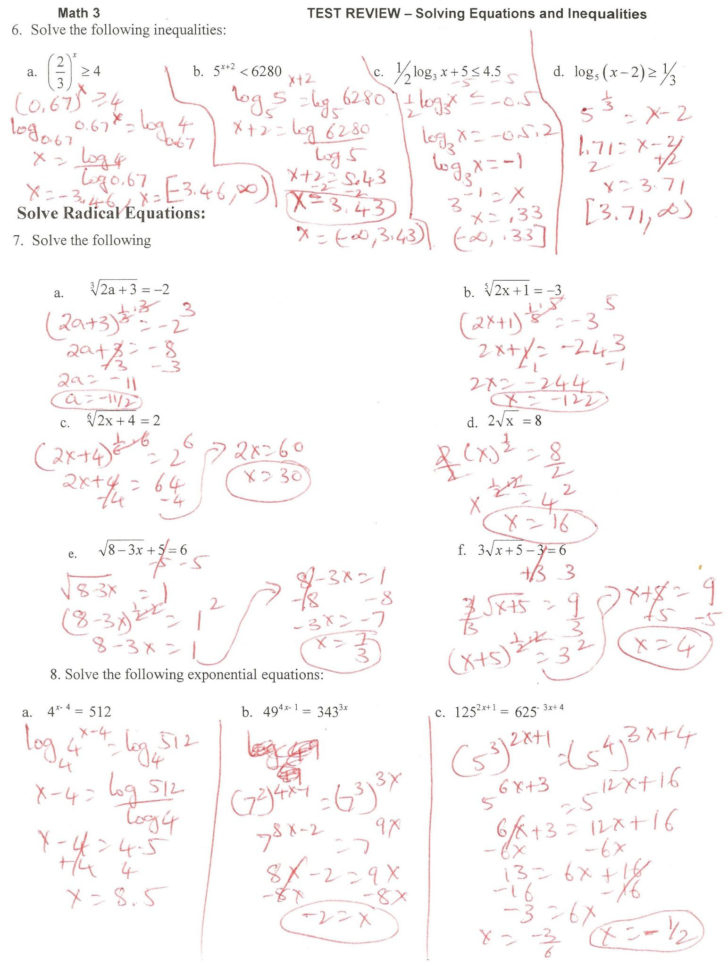 Solving Exponential Equations Worksheet With Answers Db excel