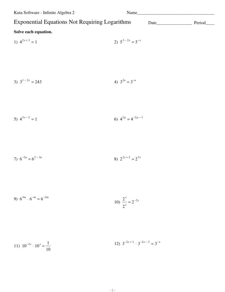 Solving Exponential Equations Worksheet With Answers Db excel