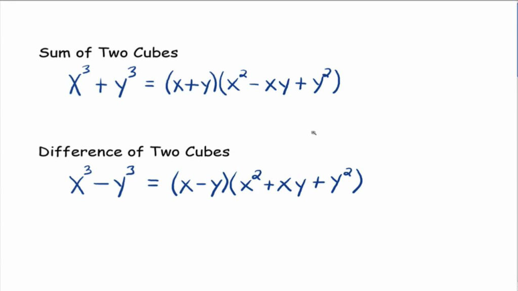 Sum And Difference Of Two Cubes YouTube