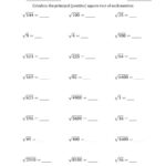 The Principal Square Roots Common A Math Worksheet From The Number