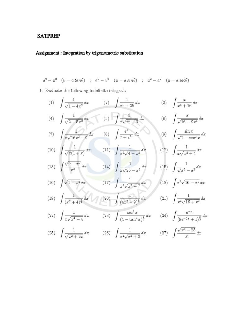 This Post Is About Worksheet Of Integration By Trigonometric 