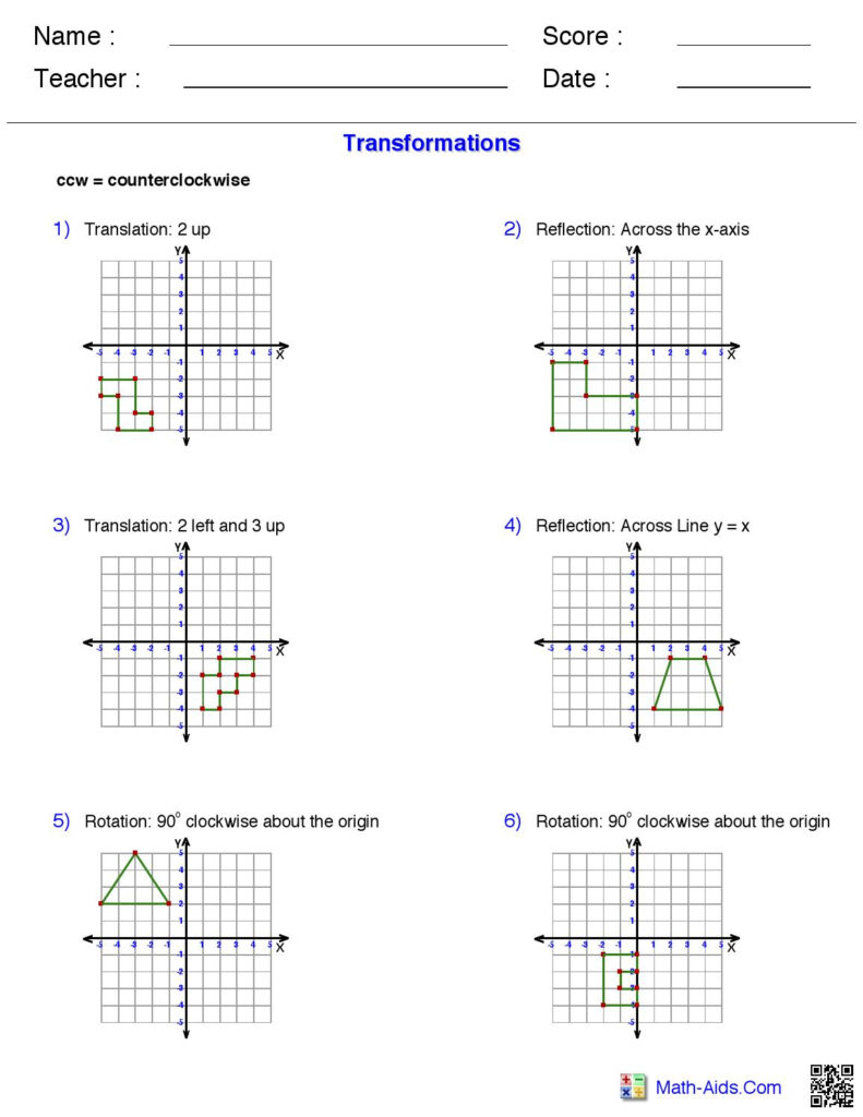 Transformations Work Sheet From Math Aids By Morgan Aue Issuu