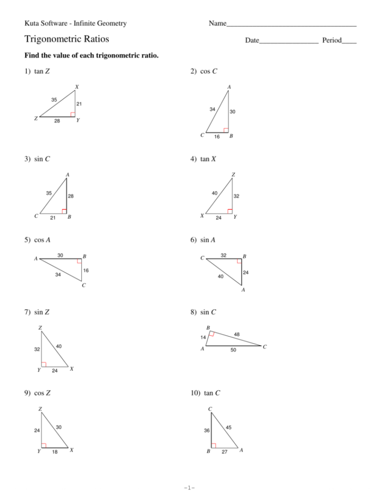 Trigonometric Ratios Worksheet Answers Netvs Db excel