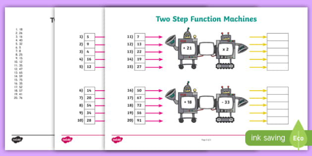 Two Step Function Machines Activity Pack teacher Made