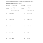 Vertex Form Of A Quadratic Function Worksheet Slideshare