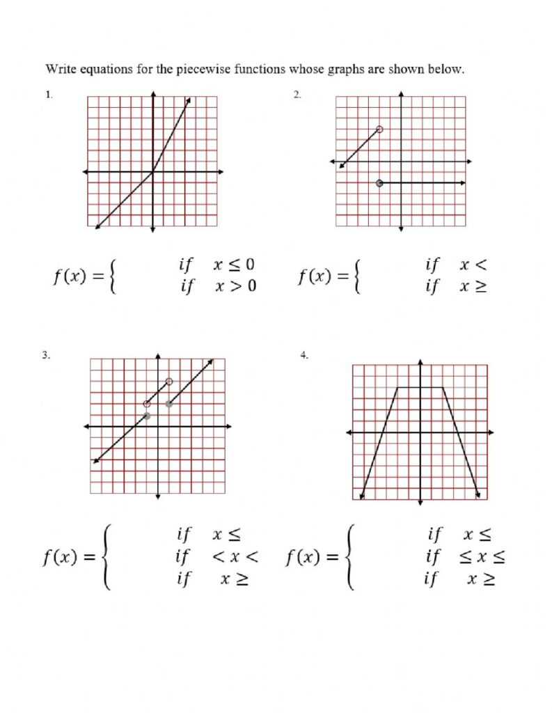 Worksheet Piecewise Functions Answer Key