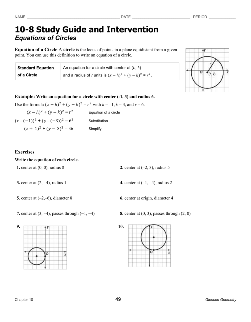 Writing Equations Of Circles Worksheet Answers Equations Worksheets